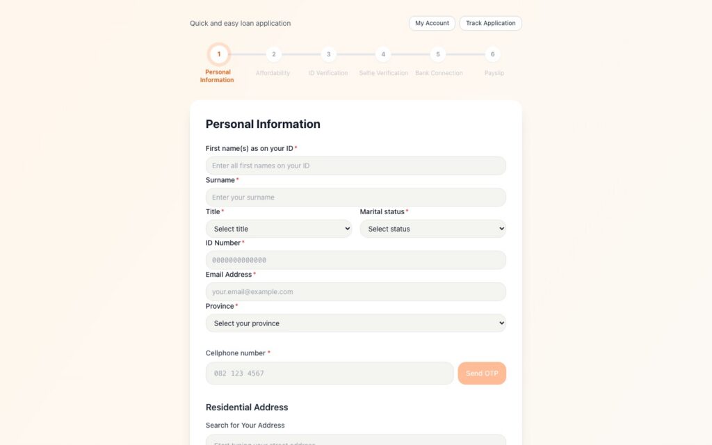 PauseExpress six-step online loan application